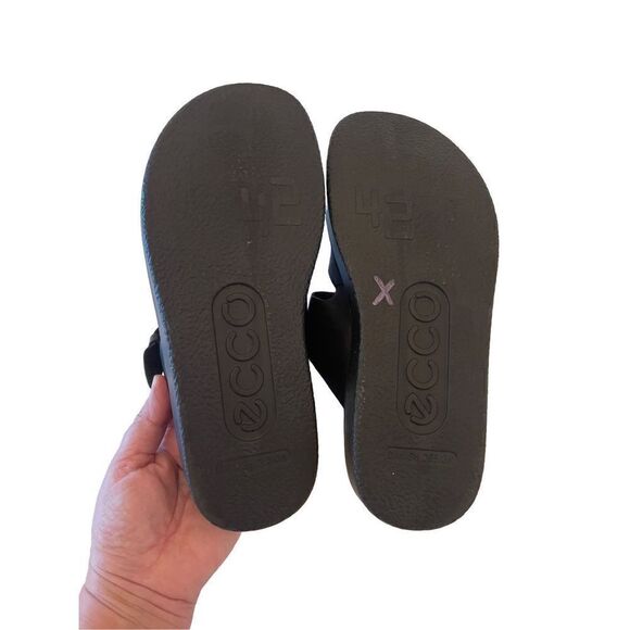 Ecco Flowt Fluxe Mens Black Classic Leather Buckle Slide Sandals Size 8.5 main image 6